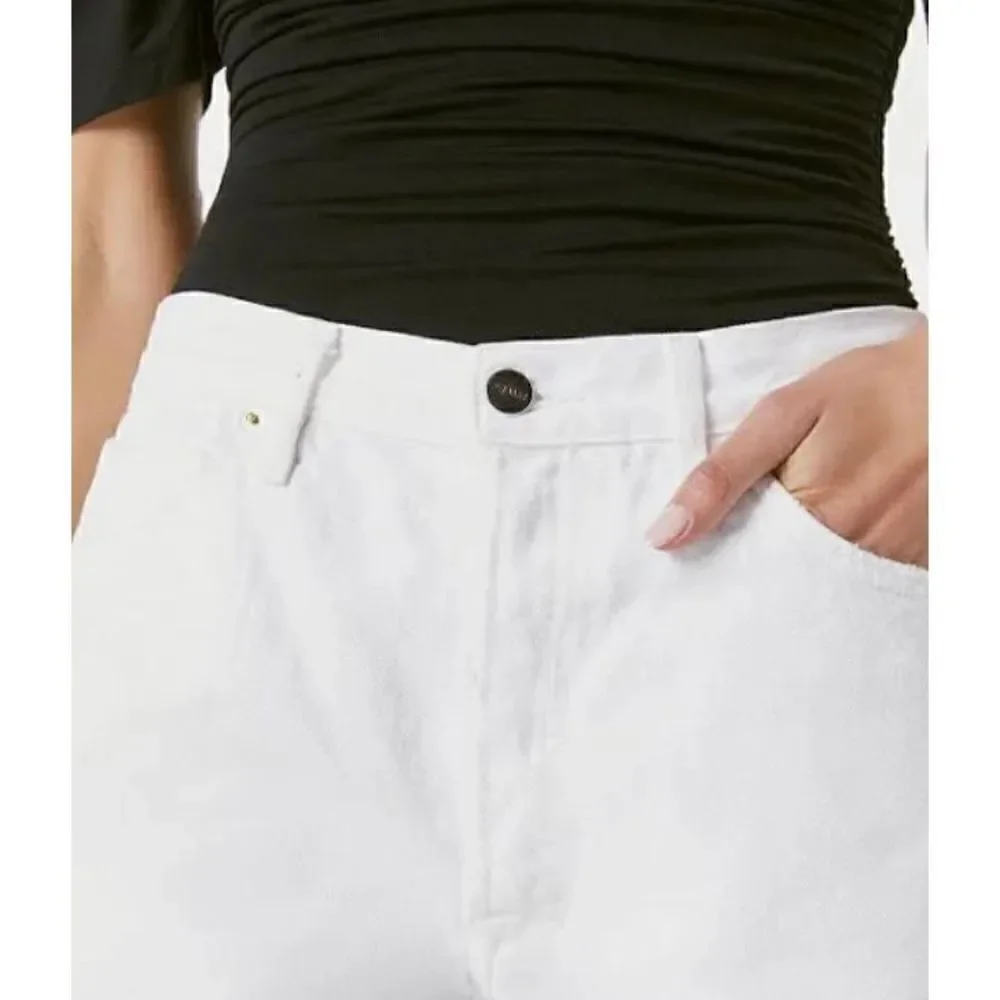 FRAME Le Slouch Bermuda White Raw Hem Denim Jean Shorts NWT sz 26